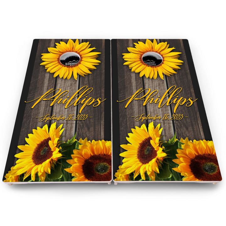 Family Sunflower Cornhole Boards – Pro Lite or Pro Elite