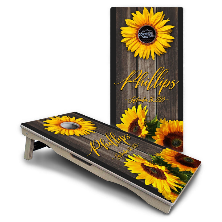Family Sunflower Cornhole Boards – Pro Lite or Pro Elite