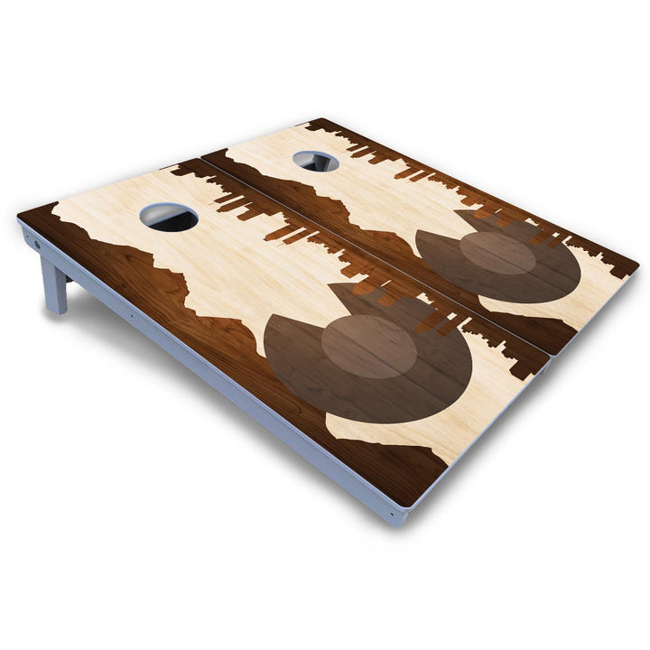 Colorado Natural Wood Skyline Cornhole Boards - All Weather Series