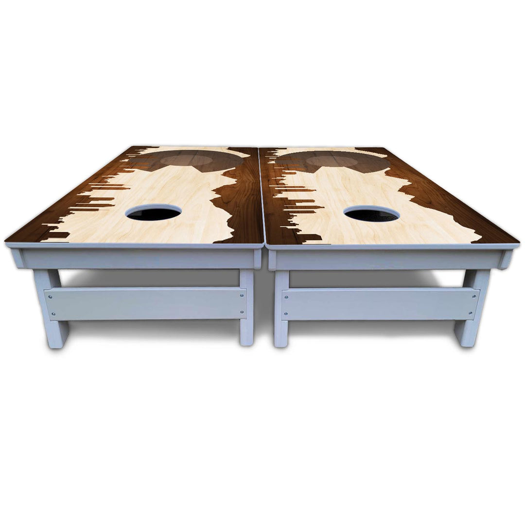 Colorado Natural Wood Skyline Cornhole Boards - All Weather Series