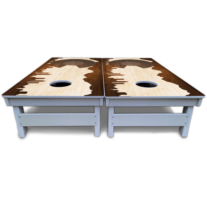 Colorado Natural Wood Skyline Cornhole Boards - All Weather Series