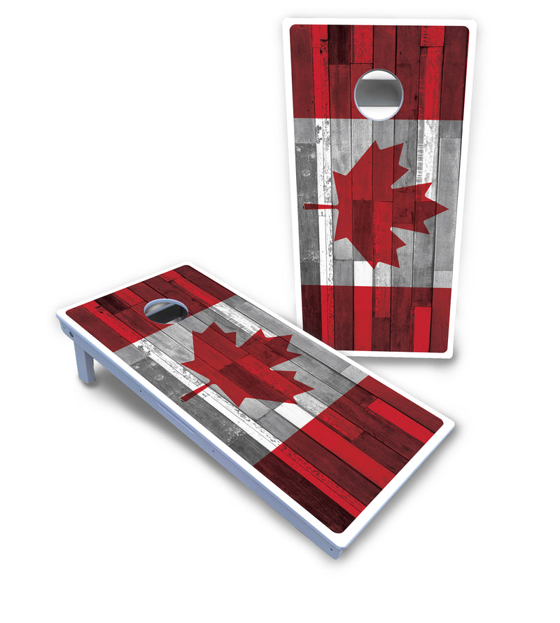 Waterproof - USA / Canada / Union Jack Plank Flag Design Options - All Weather Boards "Outdoor Solution" 18mm(3/4")Direct UV Printed - Regulation 2' by 4' Cornhole Boards (Set of 2 Boards) Double Thick Legs, with Leg Brace & Dual Support Braces!