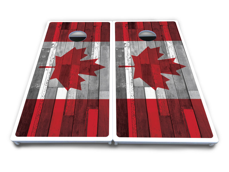 Waterproof - USA / Canada / Union Jack Plank Flag Design Options - All Weather Boards "Outdoor Solution" 18mm(3/4")Direct UV Printed - Regulation 2' by 4' Cornhole Boards (Set of 2 Boards) Double Thick Legs, with Leg Brace & Dual Support Braces!