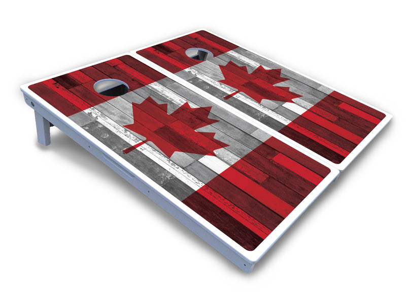 Waterproof - USA / Canada / Union Jack Plank Flag Design Options - All Weather Boards "Outdoor Solution" 18mm(3/4")Direct UV Printed - Regulation 2' by 4' Cornhole Boards (Set of 2 Boards) Double Thick Legs, with Leg Brace & Dual Support Braces!