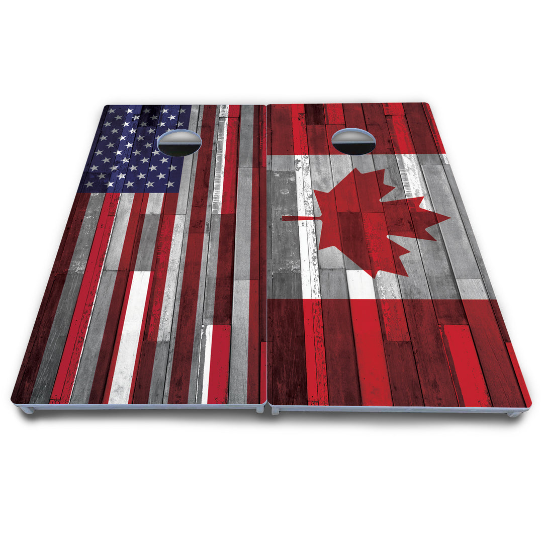 USA / Canada / Union Jack Plank Flag Cornhole Boards - All Weather Series