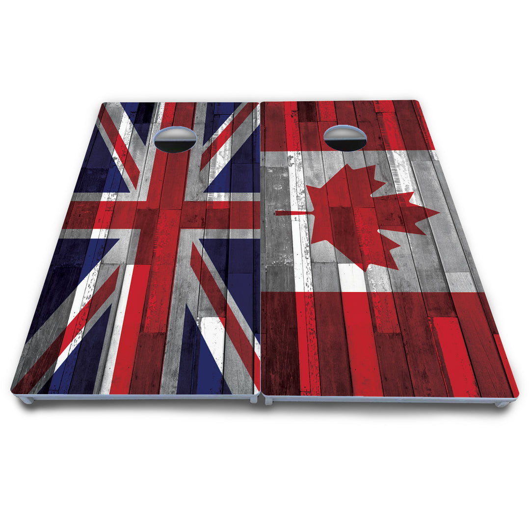 USA / Canada / Union Jack Plank Flag Cornhole Boards - All Weather Series