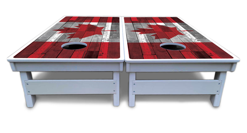 Waterproof - USA / Canada / Union Jack Plank Flag Design Options - All Weather Boards "Outdoor Solution" 18mm(3/4")Direct UV Printed - Regulation 2' by 4' Cornhole Boards (Set of 2 Boards) Double Thick Legs, with Leg Brace & Dual Support Braces!