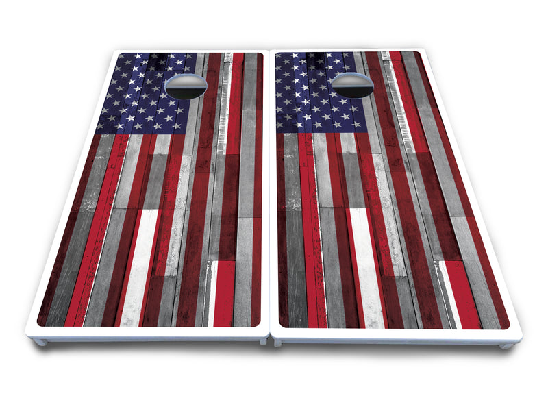 Waterproof - USA / Canada / Union Jack Plank Flag Design Options - All Weather Boards "Outdoor Solution" 18mm(3/4")Direct UV Printed - Regulation 2' by 4' Cornhole Boards (Set of 2 Boards) Double Thick Legs, with Leg Brace & Dual Support Braces!