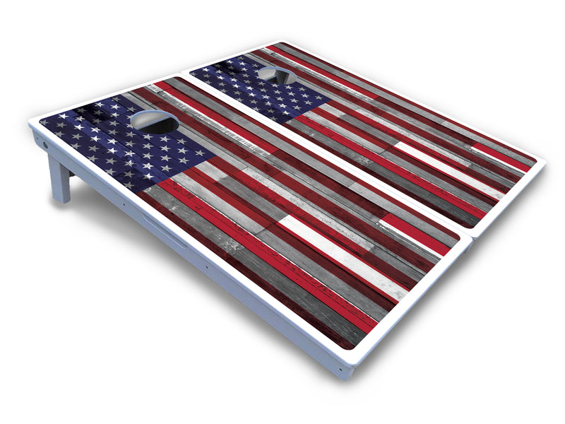 Waterproof - USA / Canada / Union Jack Plank Flag Design Options - All Weather Boards "Outdoor Solution" 18mm(3/4")Direct UV Printed - Regulation 2' by 4' Cornhole Boards (Set of 2 Boards) Double Thick Legs, with Leg Brace & Dual Support Braces!