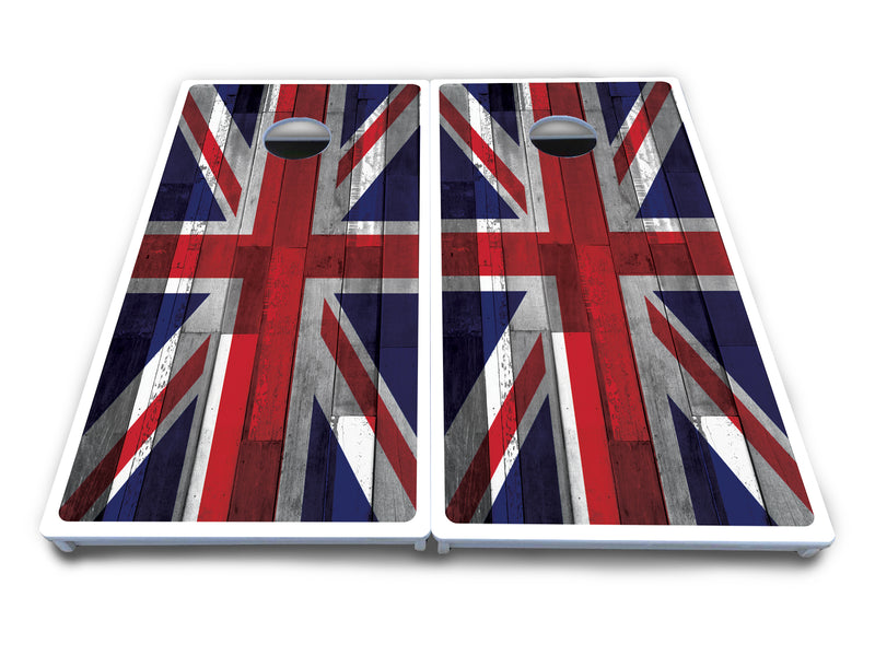 Waterproof - USA / Canada / Union Jack Plank Flag Design Options - All Weather Boards "Outdoor Solution" 18mm(3/4")Direct UV Printed - Regulation 2' by 4' Cornhole Boards (Set of 2 Boards) Double Thick Legs, with Leg Brace & Dual Support Braces!