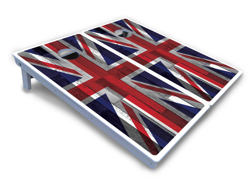 Waterproof - USA / Canada / Union Jack Plank Flag Design Options - All Weather Boards "Outdoor Solution" 18mm(3/4")Direct UV Printed - Regulation 2' by 4' Cornhole Boards (Set of 2 Boards) Double Thick Legs, with Leg Brace & Dual Support Braces!