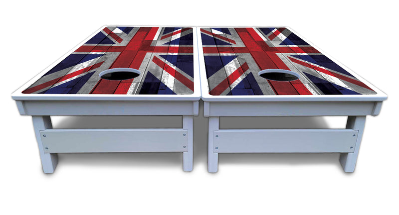 Waterproof - USA / Canada / Union Jack Plank Flag Design Options - All Weather Boards "Outdoor Solution" 18mm(3/4")Direct UV Printed - Regulation 2' by 4' Cornhole Boards (Set of 2 Boards) Double Thick Legs, with Leg Brace & Dual Support Braces!