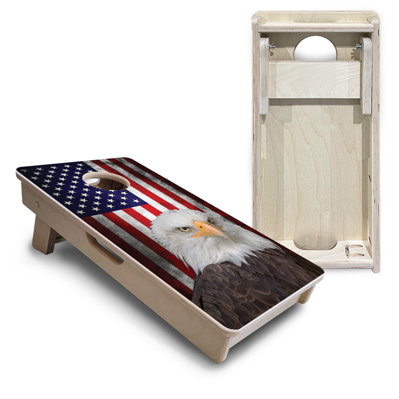 Mini Cornhole 12"x24" Boards - 4" holes - Eagle USA Flag - 3/4″ Baltic Birch