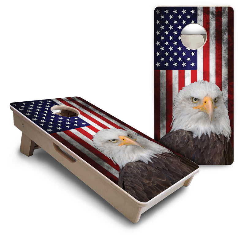 Mini Cornhole 12"x24" Boards - 4" holes - Eagle USA Flag - 3/4″ Baltic Birch