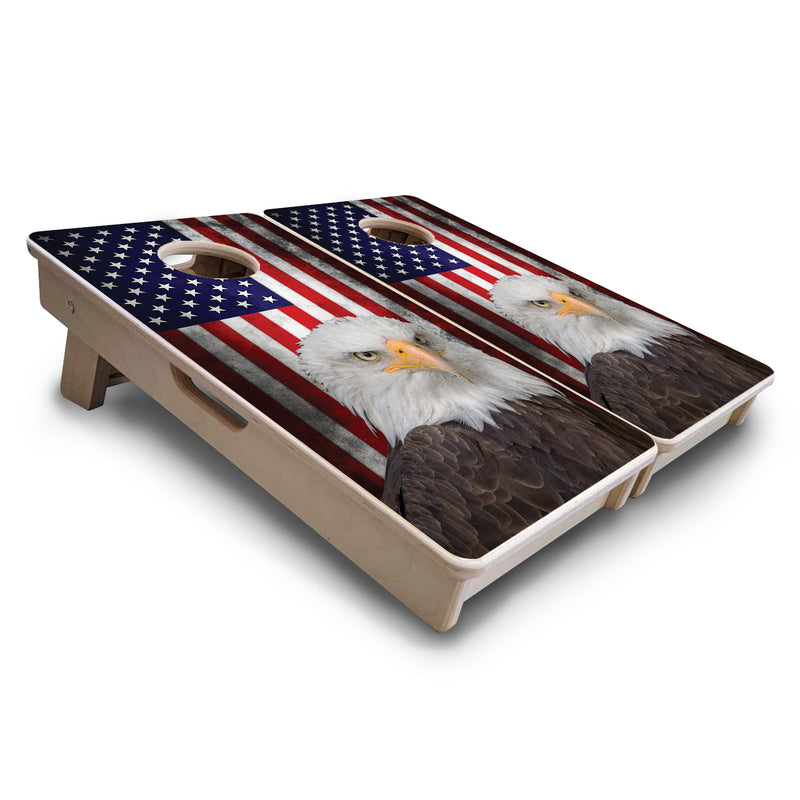 Mini Cornhole 12"x24" Boards - 4" holes - Eagle USA Flag - 3/4″ Baltic Birch