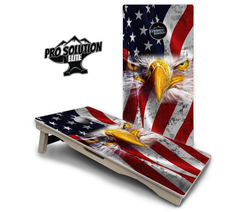 Pro Solution Elite - Electric Eagle - Professional Tournament Cornhole Boards 3/4" Baltic Birch - Zero Bounce Zero Movement Vertical Interlocking Braces for Extra Weight & Stability +Double Thick Legs +Airmail Blocker