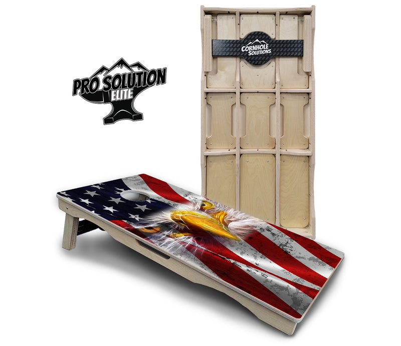 Pro Solution Elite - Electric Eagle - Professional Tournament Cornhole Boards 3/4" Baltic Birch - Zero Bounce Zero Movement Vertical Interlocking Braces for Extra Weight & Stability +Double Thick Legs +Airmail Blocker