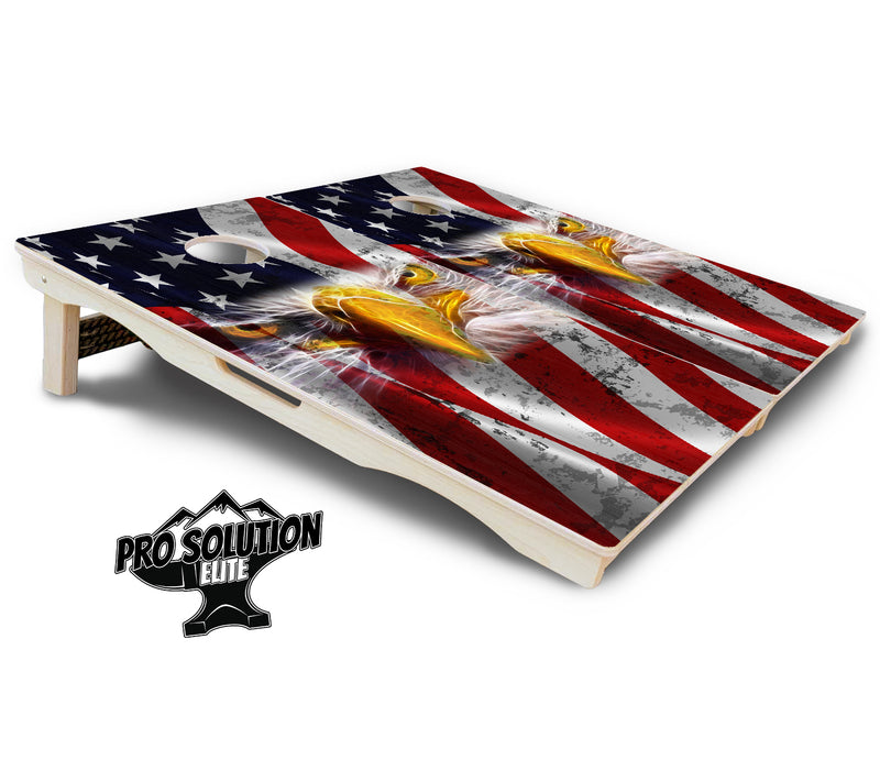 Pro Solution Elite - Electric Eagle - Professional Tournament Cornhole Boards 3/4" Baltic Birch - Zero Bounce Zero Movement Vertical Interlocking Braces for Extra Weight & Stability +Double Thick Legs +Airmail Blocker