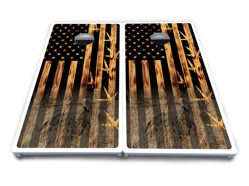 Waterproof - Hidden Turkey Design - All Weather Boards "Outdoor Solution" 18mm(3/4")Direct UV Printed - Regulation 2' by 4' Cornhole Boards (Set of 2 Boards) Double Thick Legs, with Leg Brace & Dual Support Braces!