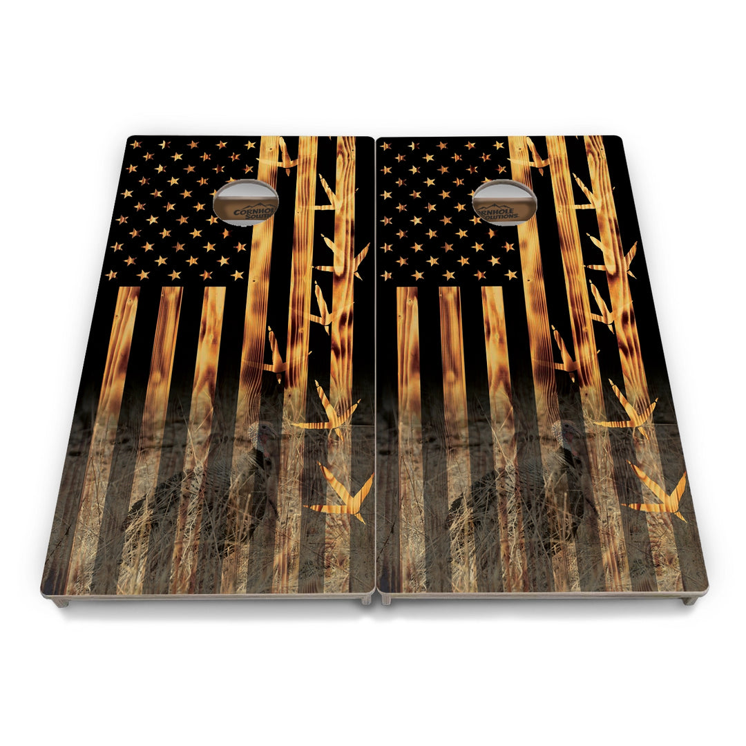 Hidden Turkey Flag Cornhole Boards – Tournament Series