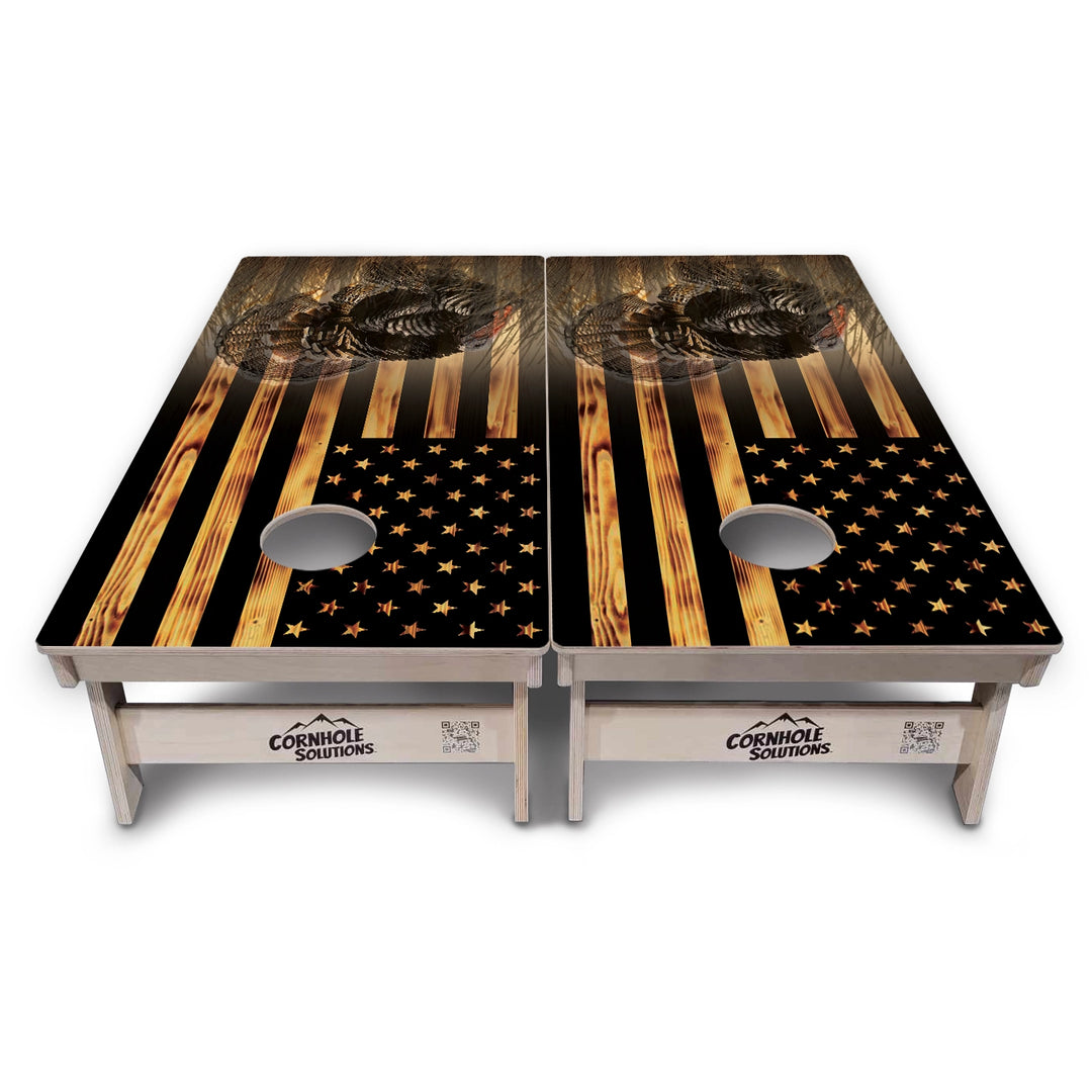 Hidden Turkey Flag Cornhole Boards – Tournament Series