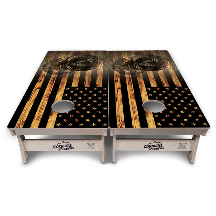Hidden Turkey Flag Cornhole Boards – Tournament Series