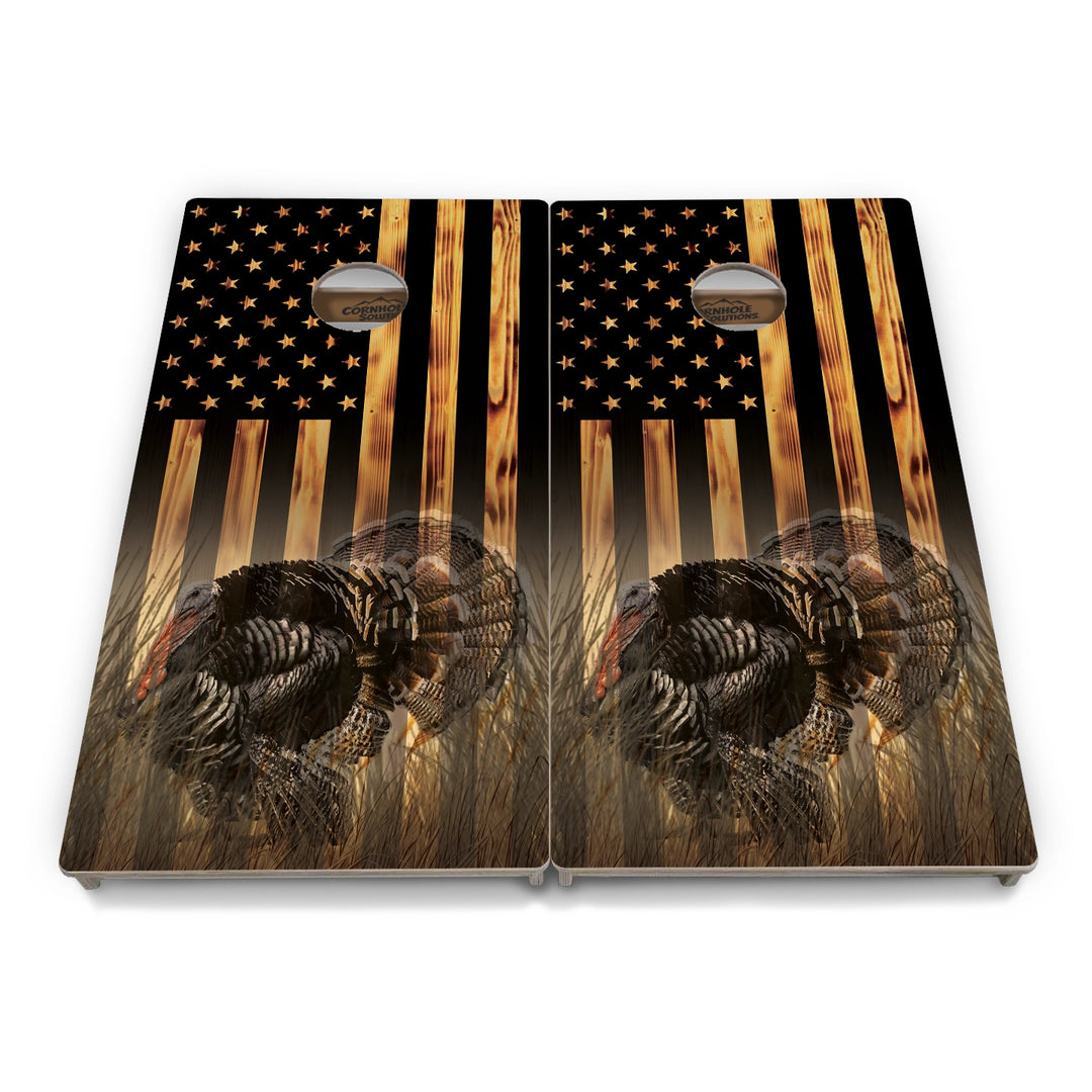 Hidden Turkey Flag Cornhole Boards – Tournament Series