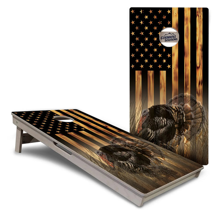 Hidden Turkey Flag Cornhole Boards – Tournament Series