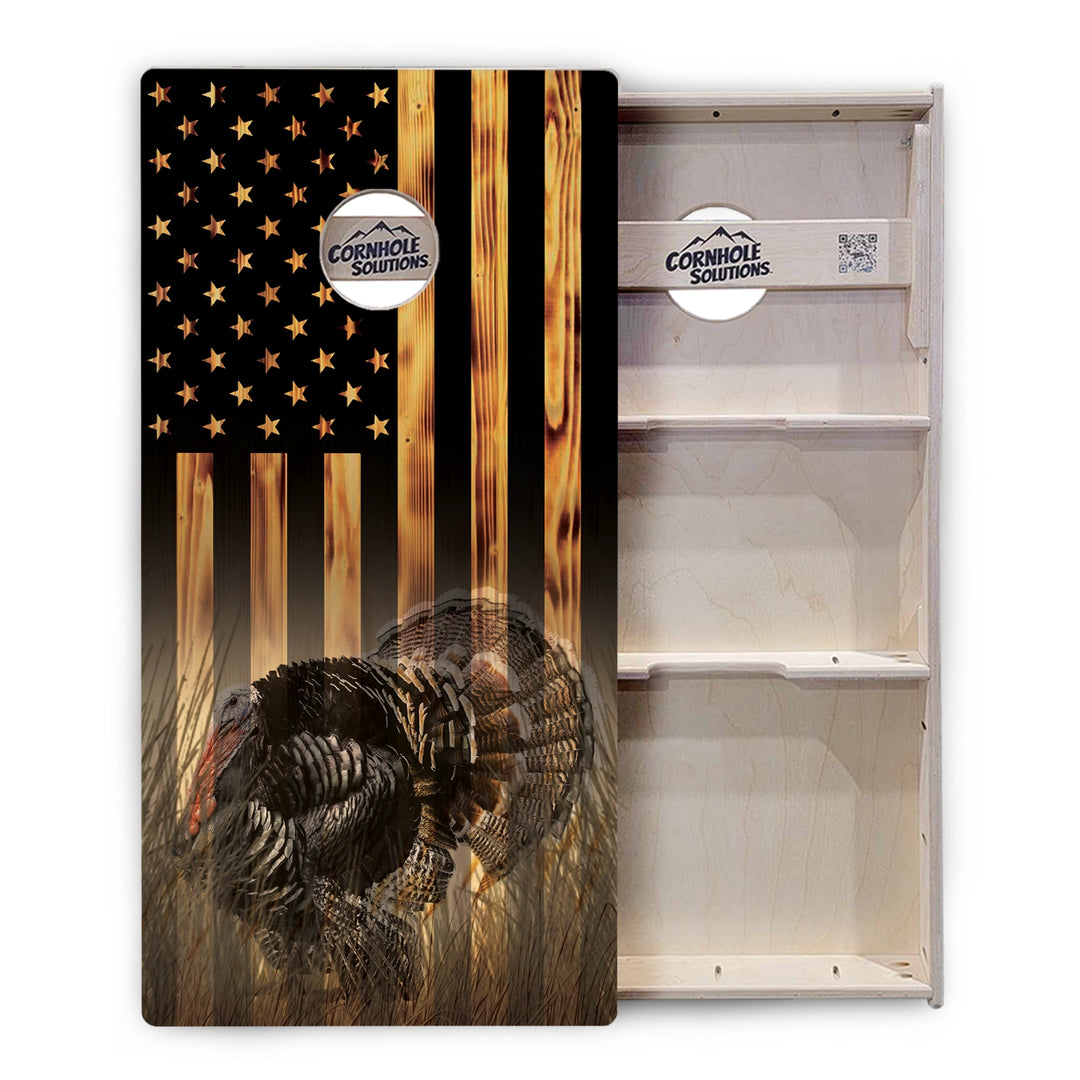 Hidden Turkey Flag Cornhole Boards – Tournament Series