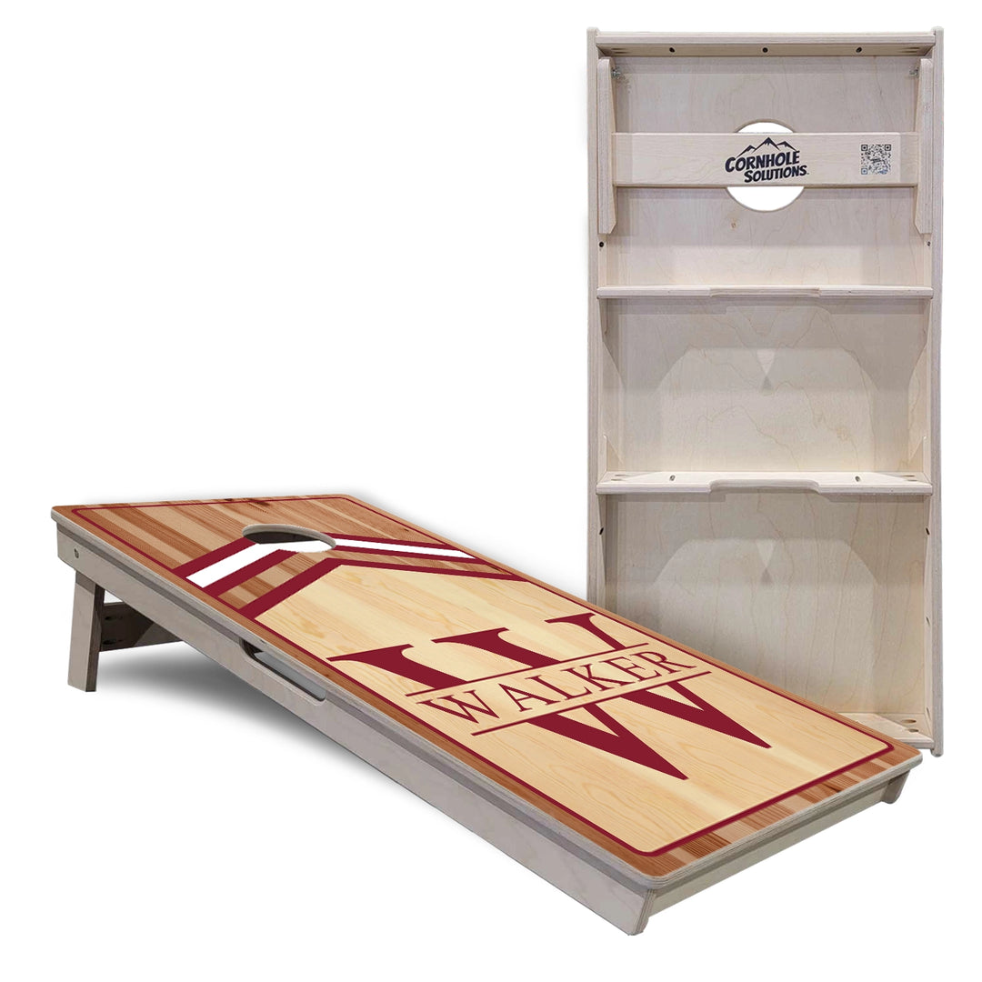 Red & White Letter Monogram Cornhole Boards – Tournament Series
