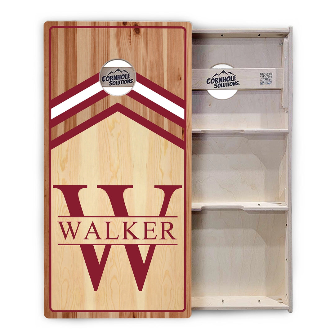 Red & White Letter Monogram Cornhole Boards – Tournament Series