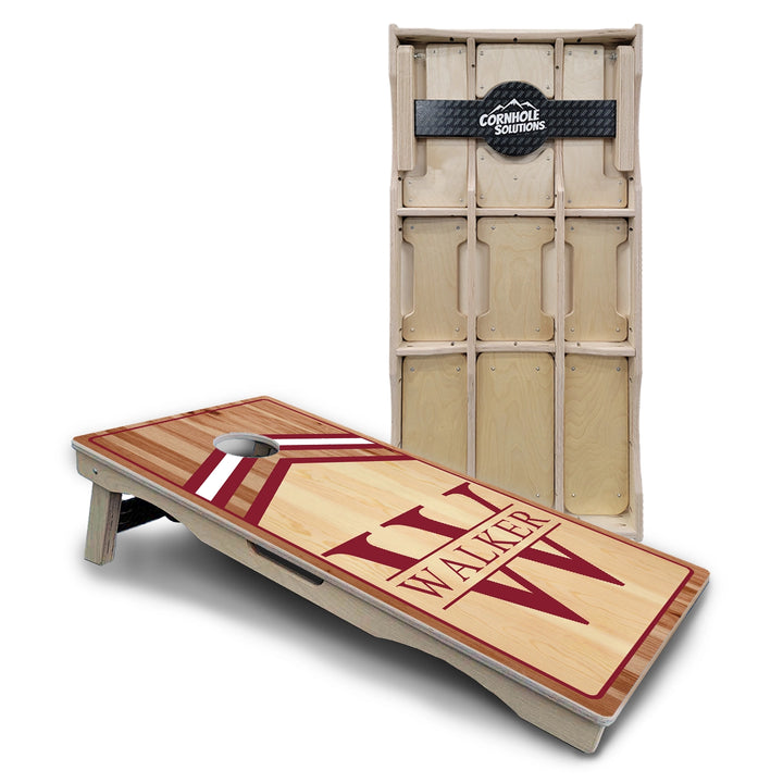 Red & White Letter Monogram Cornhole Boards – Pro Lite or Pro Elite