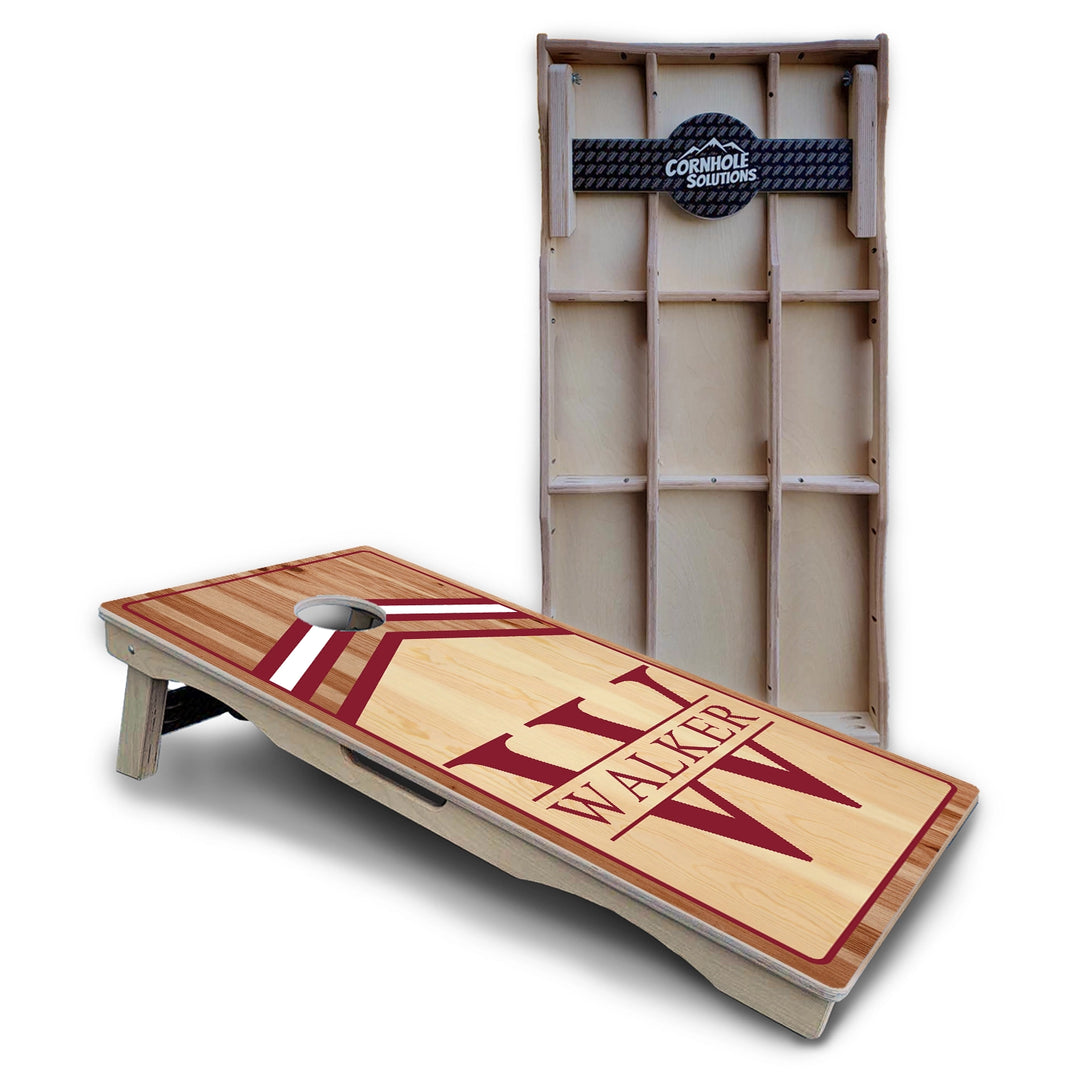 Red & White Letter Monogram Cornhole Boards – Pro Lite or Pro Elite