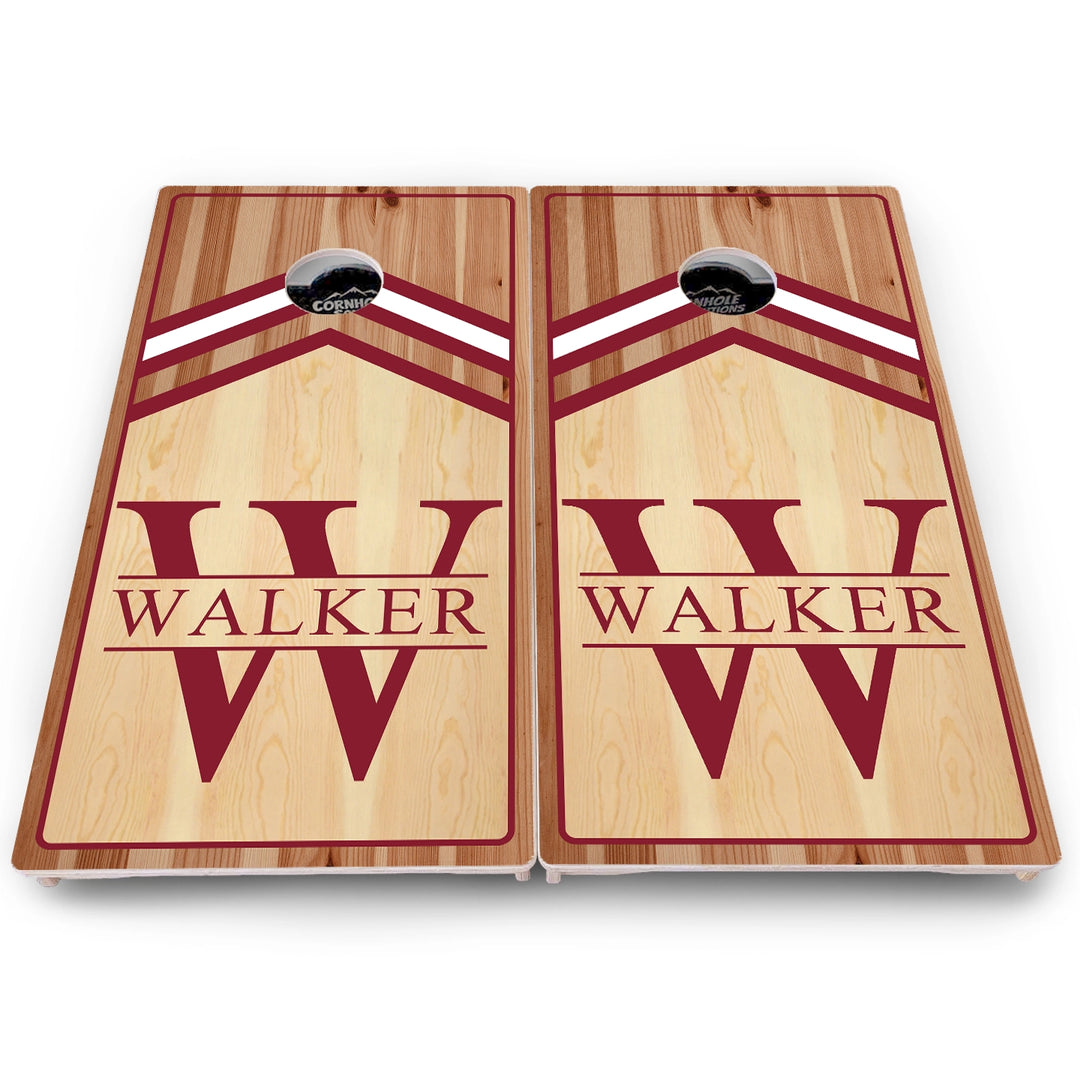 Red & White Letter Monogram Cornhole Boards – Pro Lite or Pro Elite