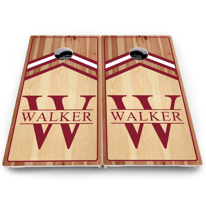 Red & White Letter Monogram Cornhole Boards – Pro Lite or Pro Elite