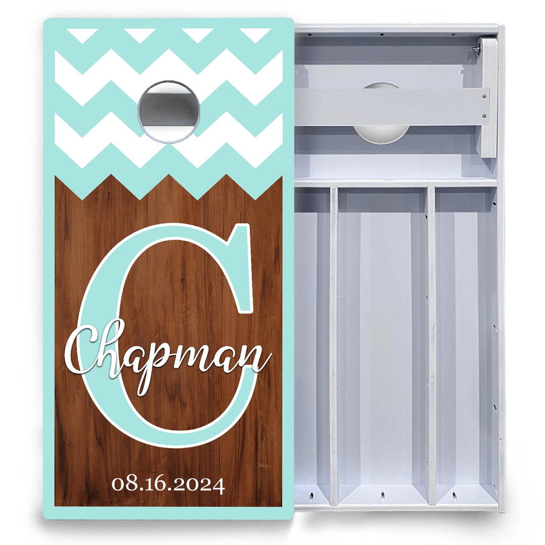 Mint Chevron Cornhole Boards - All Weather Series