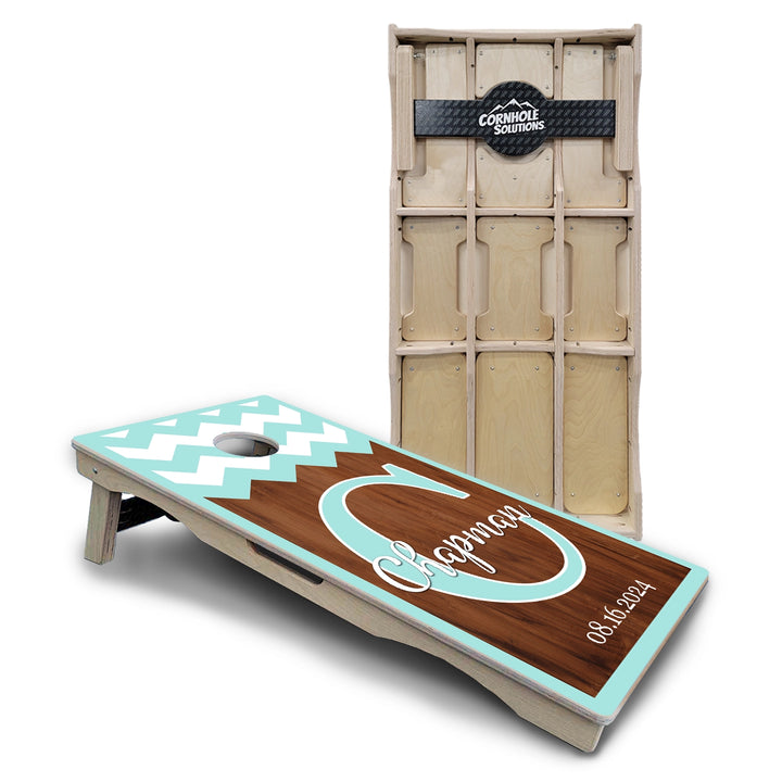 Mint Chevron Cornhole Boards – Pro Lite or Pro Elite