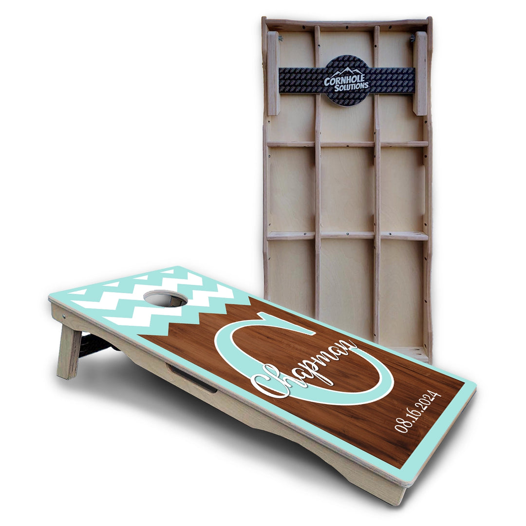 Mint Chevron Cornhole Boards – Pro Lite or Pro Elite