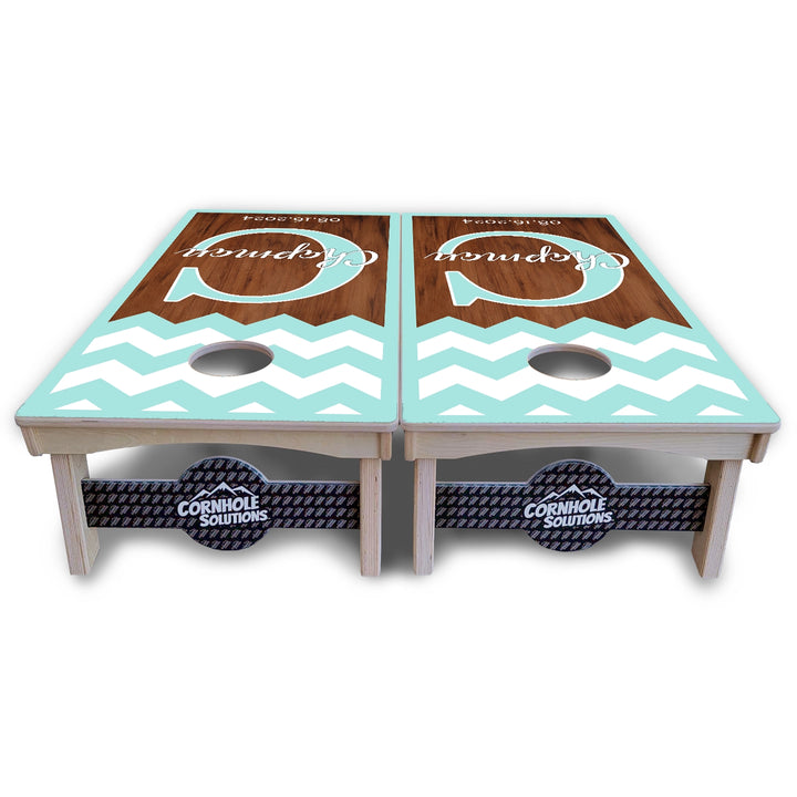 Mint Chevron Cornhole Boards – Pro Lite or Pro Elite