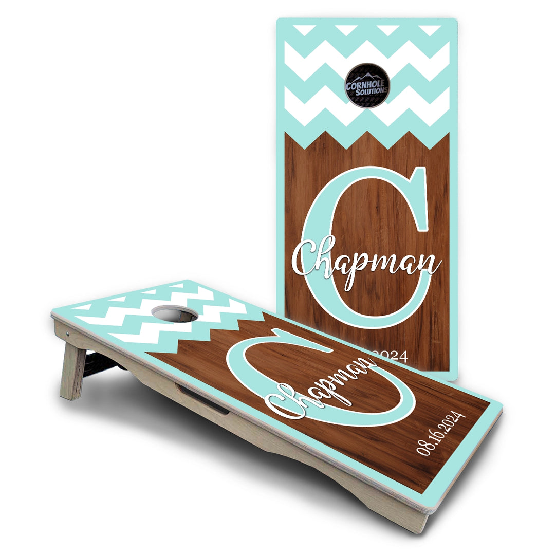 Mint Chevron Cornhole Boards – Pro Lite or Pro Elite