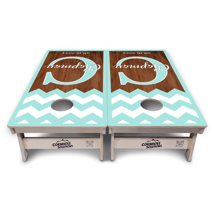 Mint Chevron Cornhole Boards – Tournament Series