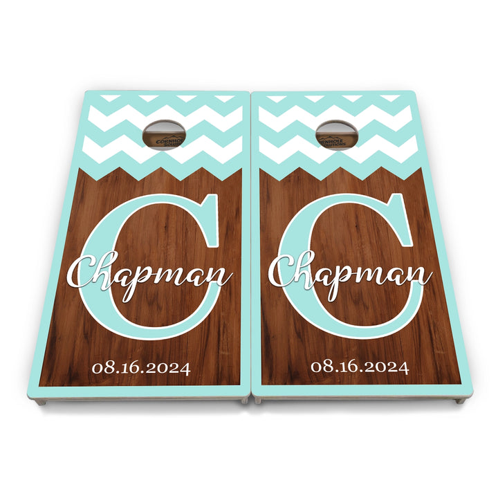Mint Chevron Cornhole Boards – Tournament Series