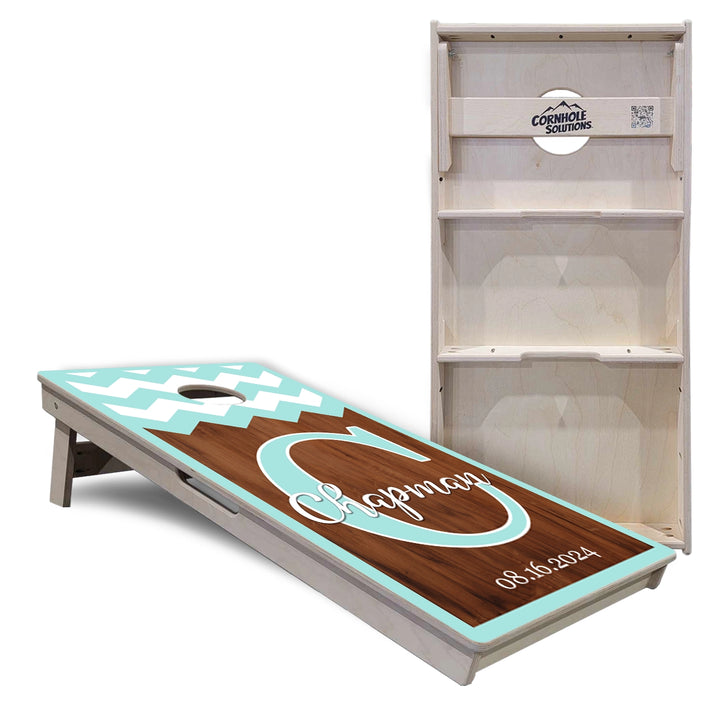 Mint Chevron Cornhole Boards – Tournament Series