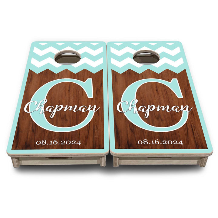 Mint Chevron - Mini or Vacation Size Cornhole Boards