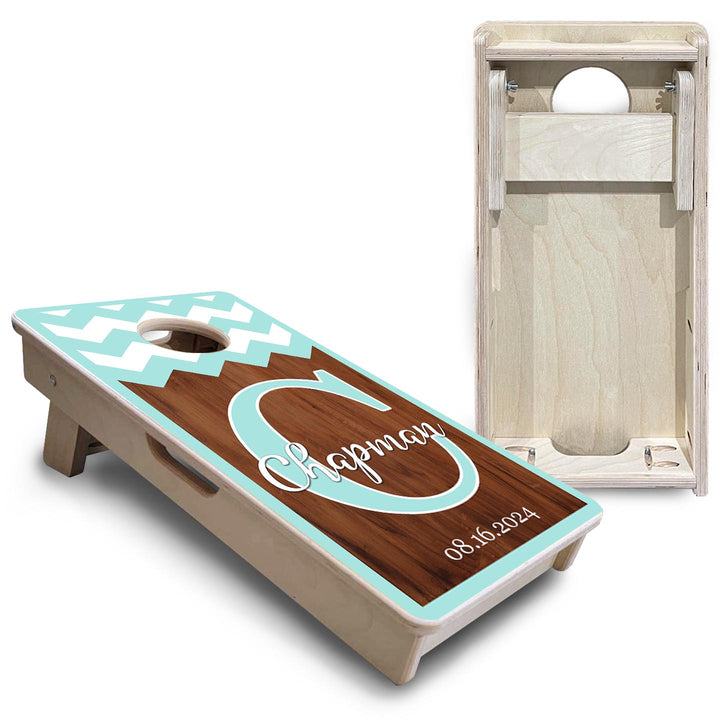 Mint Chevron - Mini or Vacation Size Cornhole Boards