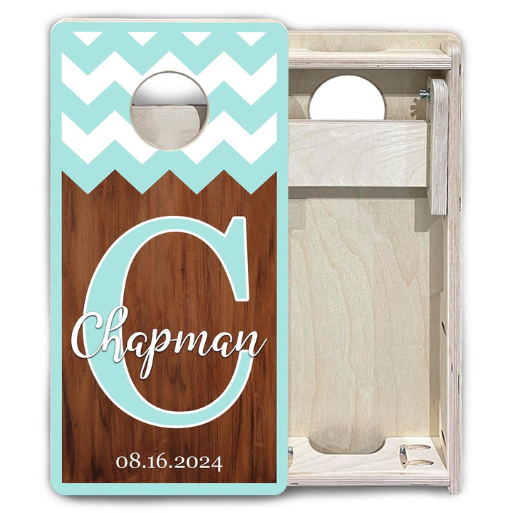 Mint Chevron - Mini or Vacation Size Cornhole Boards