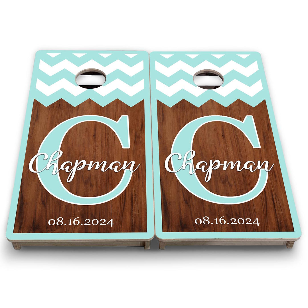 Mint Chevron - Mini or Vacation Size Cornhole Boards