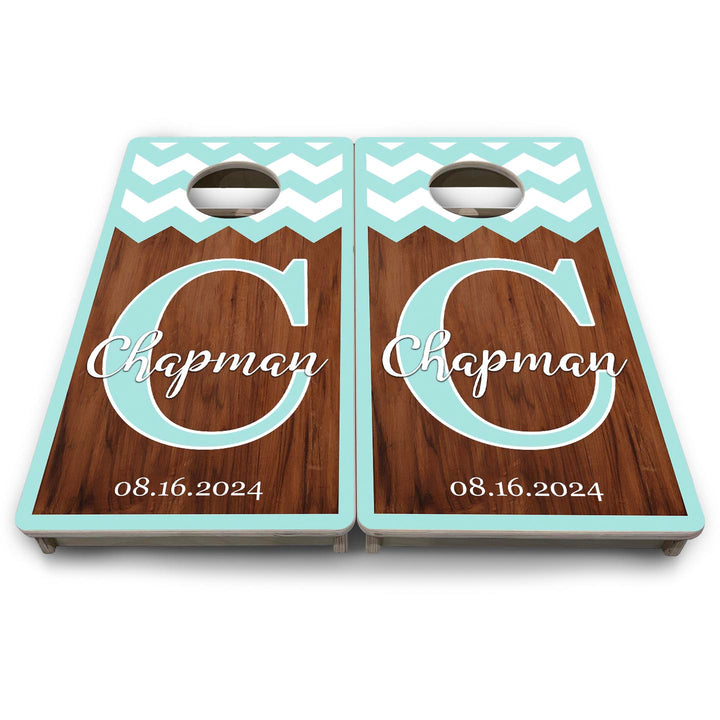 Mint Chevron - Mini or Vacation Size Cornhole Boards