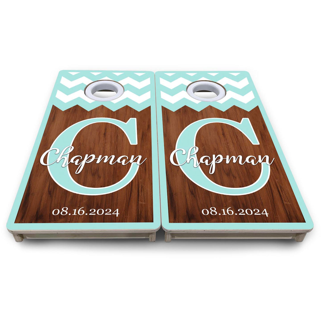 Mint Chevron - Mini or Vacation Size Cornhole Boards