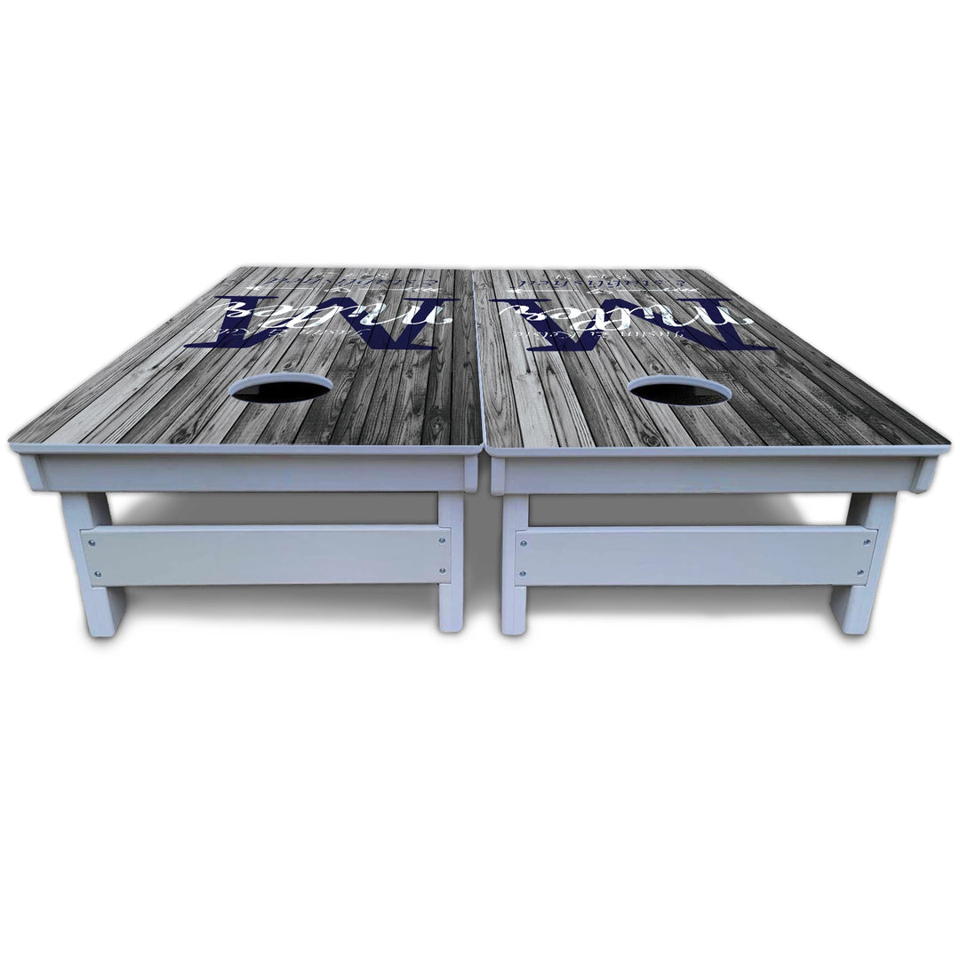 Grey Slat Wood Cornhole Boards - All Weather Series